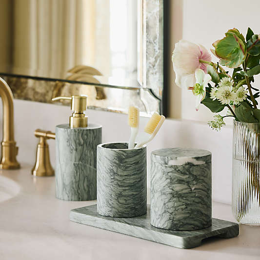 Verde Green Marble Bath Accessories