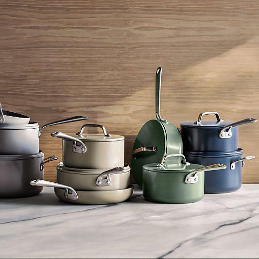 Crate & Barrel EvenCook Ceramic ™ Taupe Nonstick 8-Piece Cookware Set with Bonus