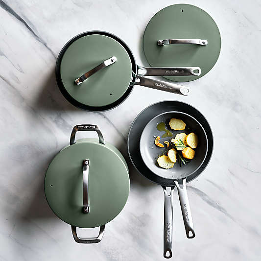 Crate & Barrel EvenCook Ceramic ™ Rosemary Nonstick 8-Piece Cookware Set with Bonus
