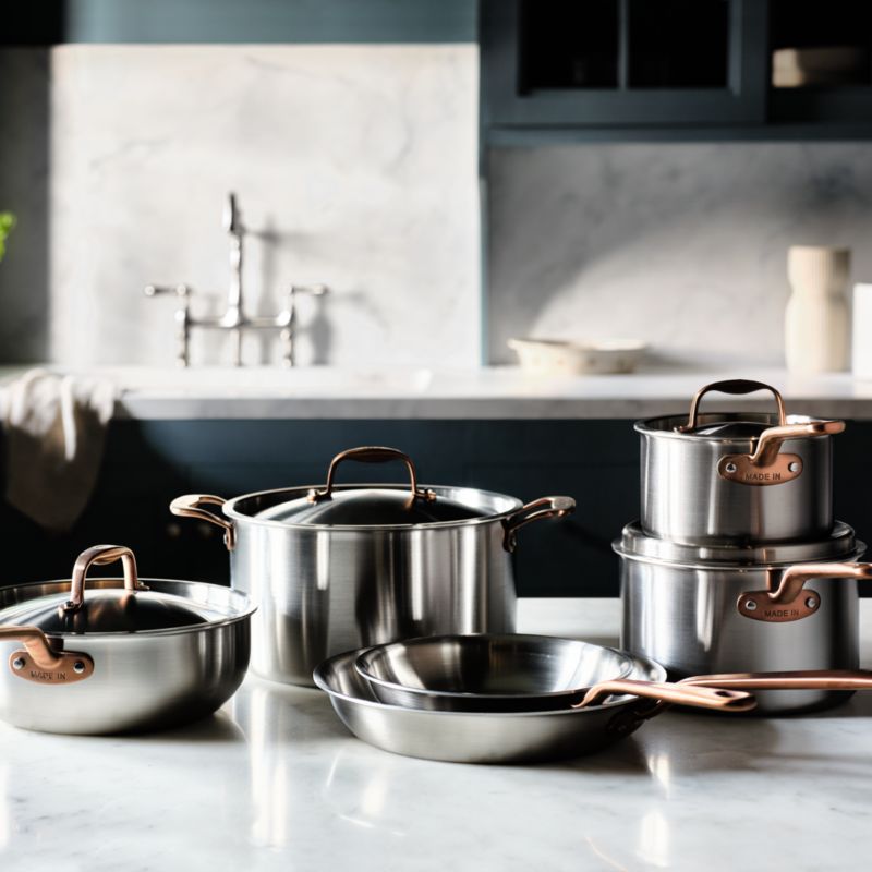 Made In Stainless Clad 10-Piece Cookware Set with Brushed Copper Hardware - image 2 of 6