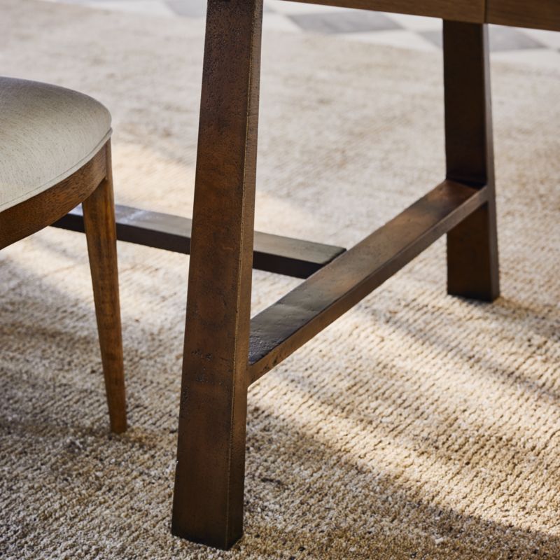 Silvan 82"-110" Burnished Brass and Warm Brown Oak Wood Extendable Dining Table - image 2 of 9