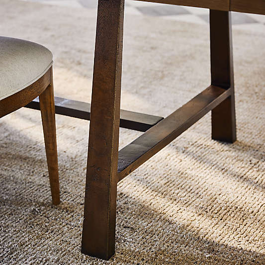 Silvan 82"-110" Burnished Brass and Warm Brown Oak Wood Extendable Dining Table