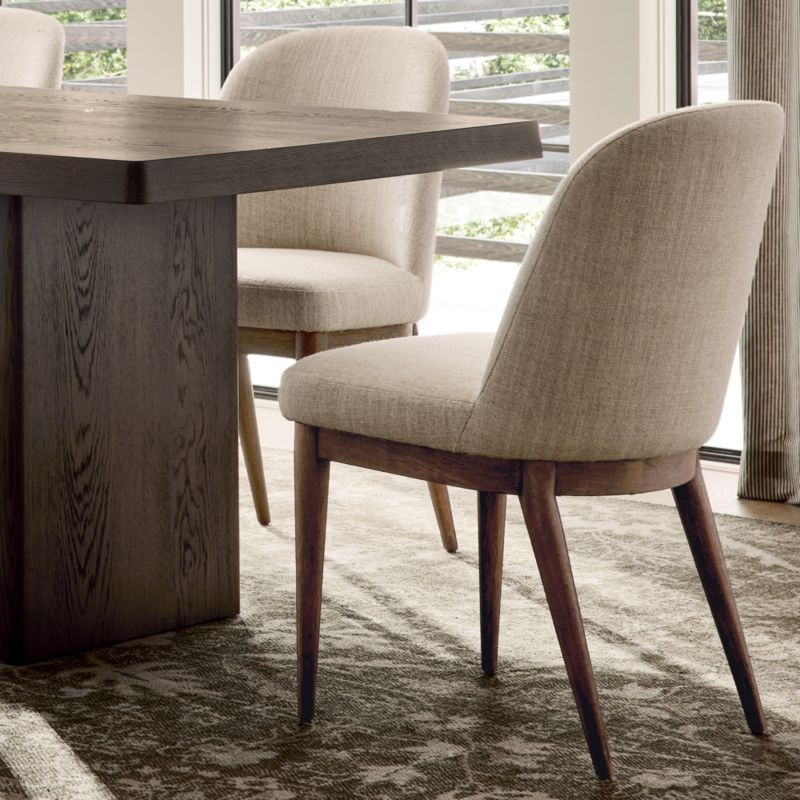 Nord Ivory Upholstered Brown Wood Dining Chair - image 2 of 8