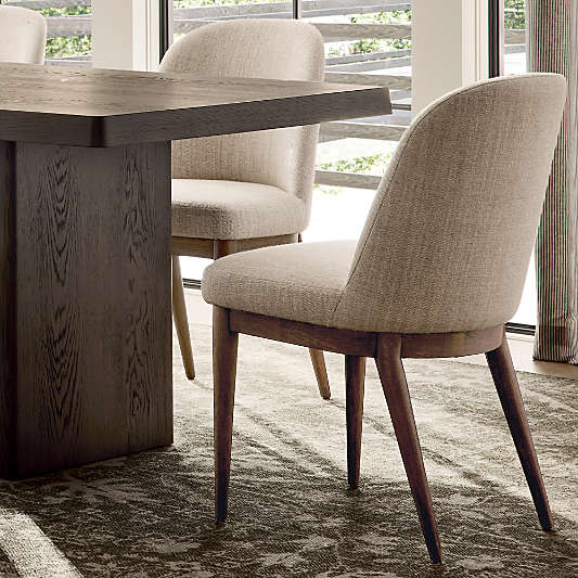 Nord Ivory Upholstered Brown Wood Dining Chair