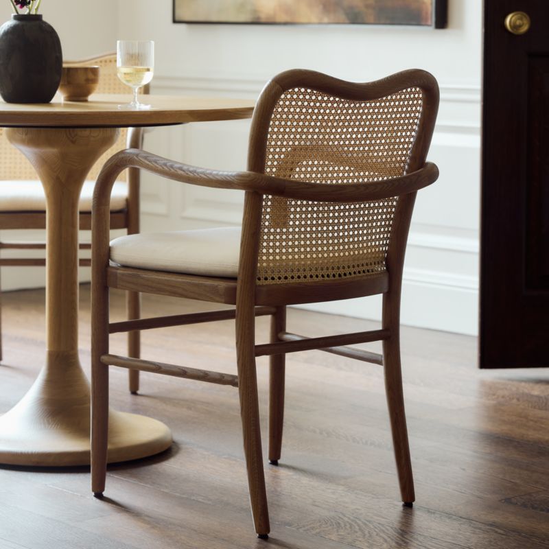 Sofi Cane and Warm Brown Solid Oak Wood Dining Armchair - image 2 of 10