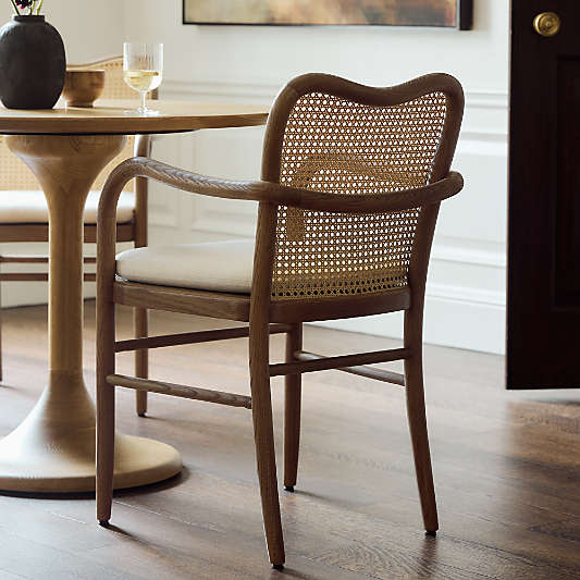 Sofi Cane and Warm Brown Solid Oak Wood Dining Armchair