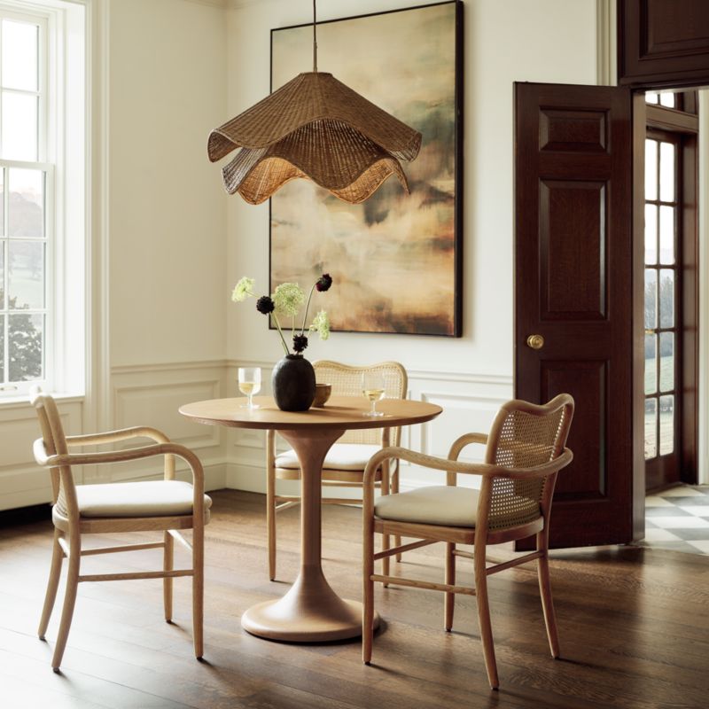 Sofi Cane and Warm Brown Solid Oak Wood Dining Armchair - image 4 of 10