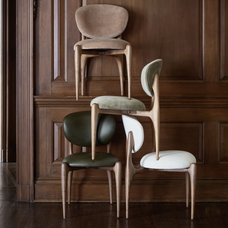 Via Olive Green Velvet Walnut Wood Dining Chair - image 6 of 11
