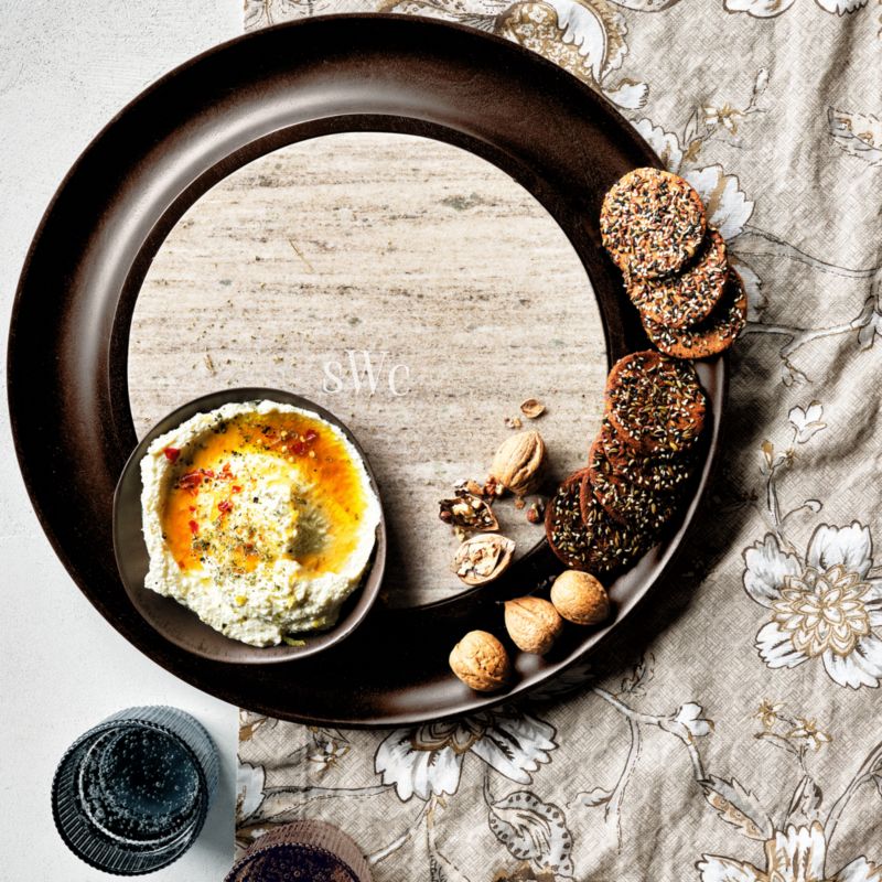 Wood and Tuscan Marble Cracker Serving Board Set - image 1 of 5