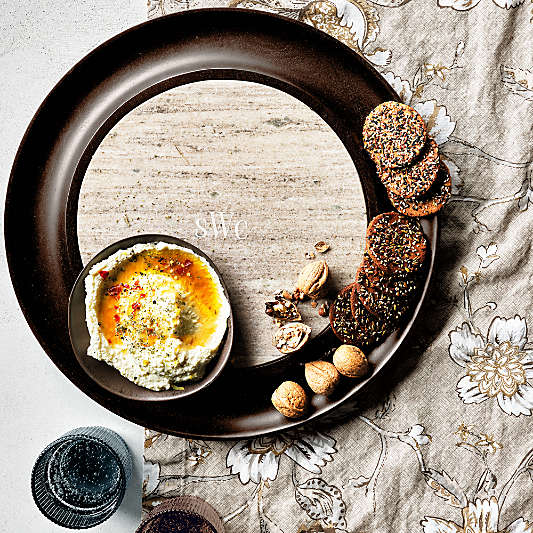 Wood and Tuscan Marble Cracker Serving Board Set