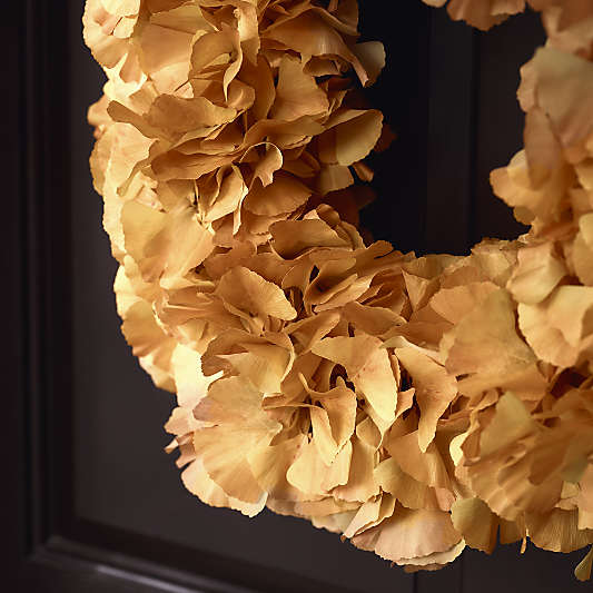 Faux Yellow Ginkgo Wreath 28"
