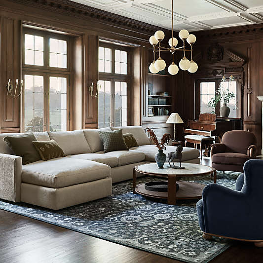 Lounge 3-Piece U-Shaped Sectional Sofa with Double Chaise Lounge