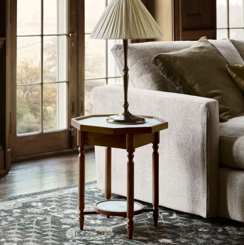 Dunfield Brown Oak Wood 18" Octagon Side Table - image 2 of 7
