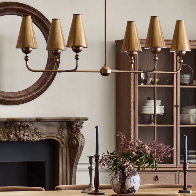 Everton Brass Linear Chandelier Light with Real Brass Shades - image 5 of 6