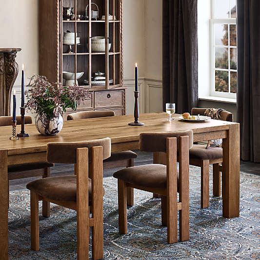 Terra Warm Brown Oak Solid Wood Dining Table (65"-90")