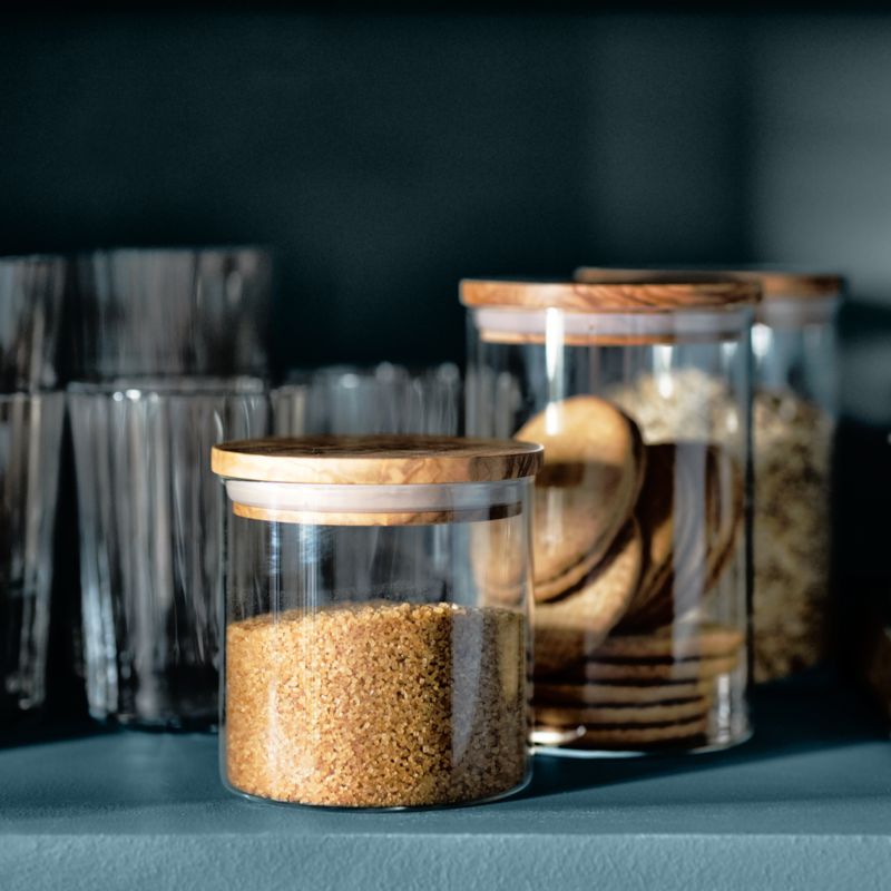 Medium Round Glass Canister with Olivewood Lid - image 2 of 7