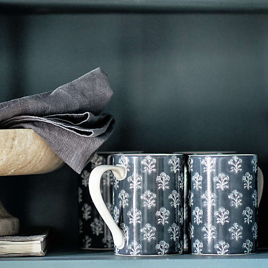 Nila 12.75-oz. Blue Floral Block Print Mug