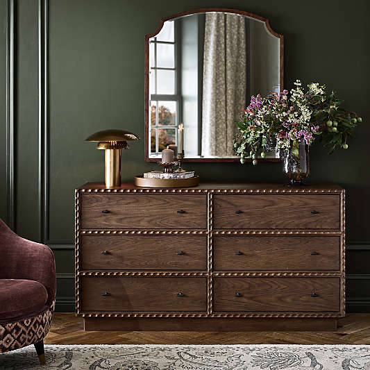 Witney 64" Warm Brown Oak 6-Drawer Dresser