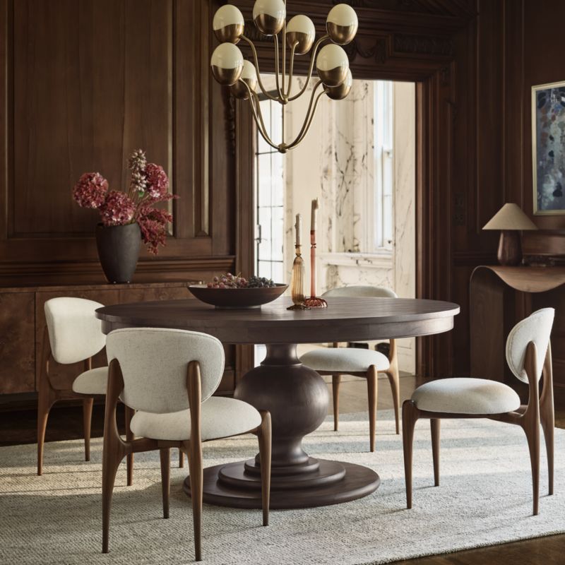 Via Ivory Fabric Walnut Wood Dining Chair - image 4 of 10