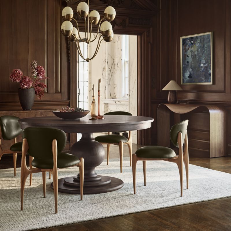 Via Olive Leather Walnut Wood Dining Chair - image 4 of 10