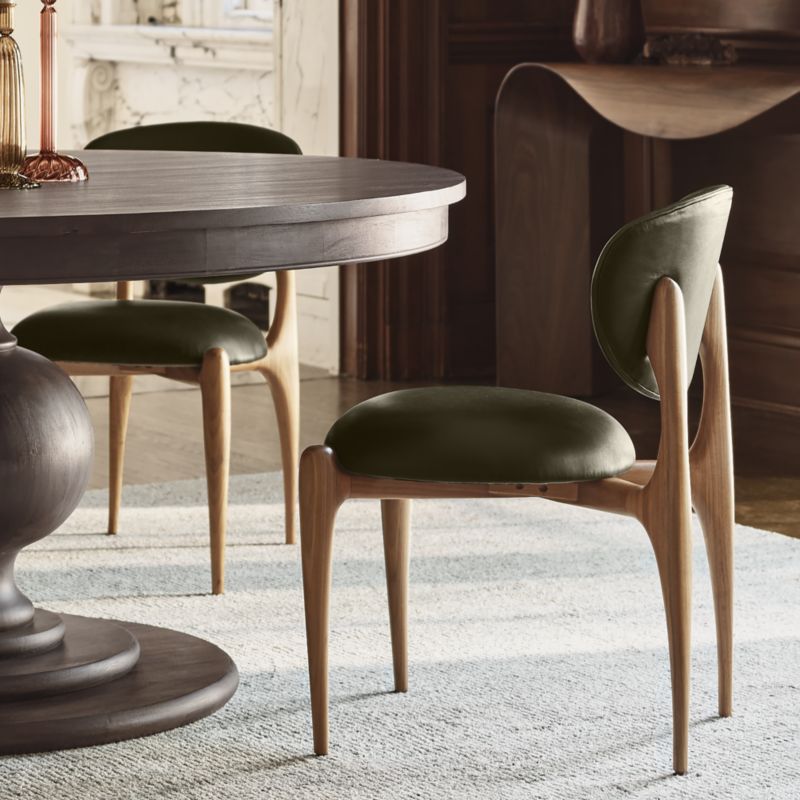 Via Olive Leather Walnut Wood Dining Chair - image 3 of 10