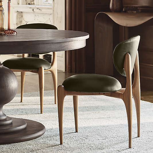 Via Olive Leather Walnut Wood Dining Chair