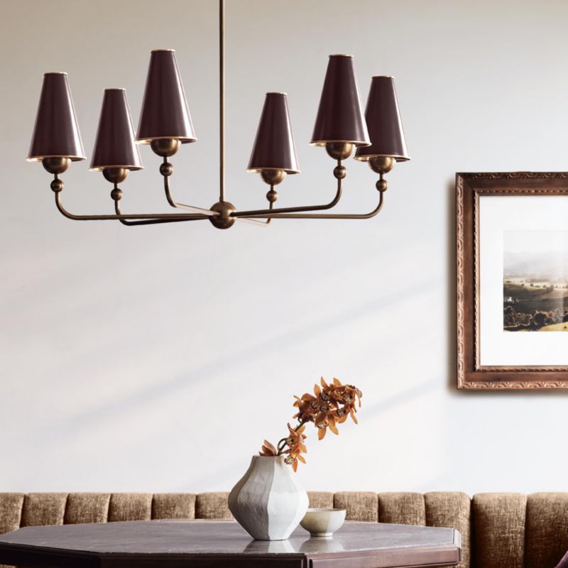 Everton Brass Round Chandelier Light with Aubergine Metal Shades - image 4 of 6