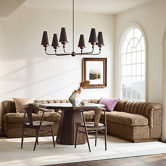 Aveline Chocolate Upholstered Double L-Shaped Loveseat Dining Banquette