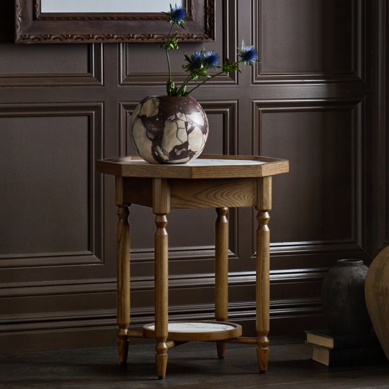 Dunfield Brown Oak Wood 18" Octagon Side Table - image 1 of 6