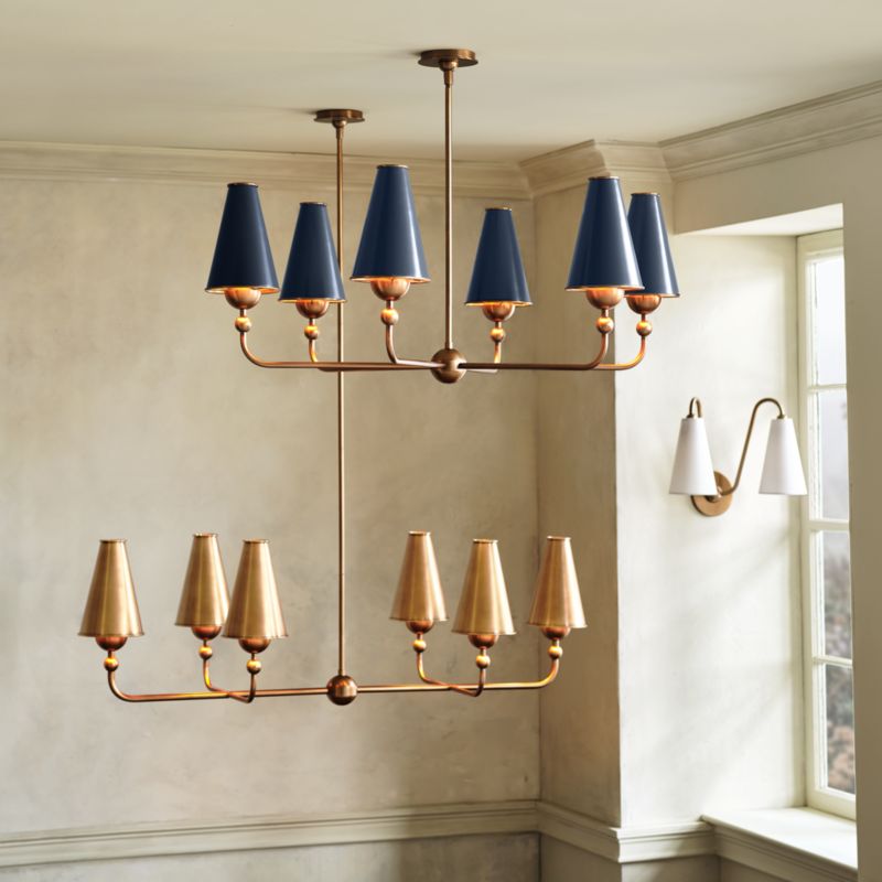 Everton Brass Round Chandelier Light with Green Metal Shades - image 4 of 5