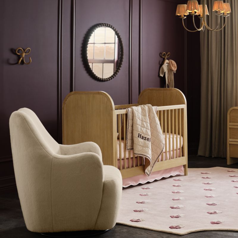 Leo Tan Faux Fur Nursery Swivel Glider Chair - image 1 of 8