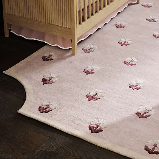Floral Reverie Lilac Rose Wool Kids Area Rug
