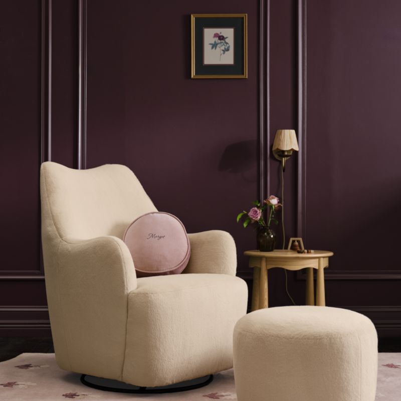 Leo Tan Faux Fur Nursery Ottoman - image 1 of 4