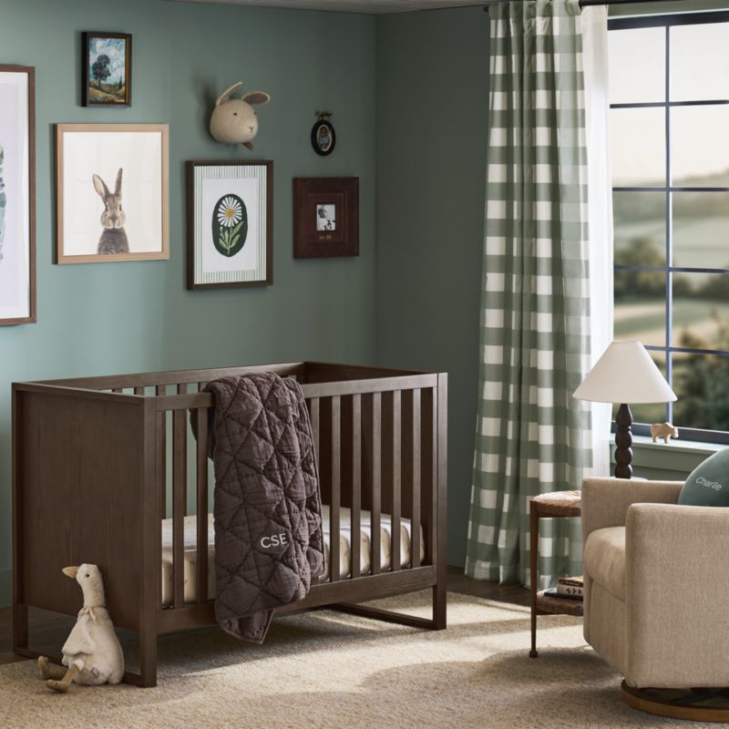 Gemini Crib Deep Brown Ash Wood Convertible Crib - image 2 of 7