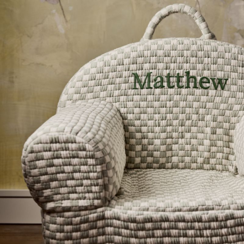 Large Verte Green Checkered Matelass Kids Lounge Nod Chair Cover - image 1 of 6