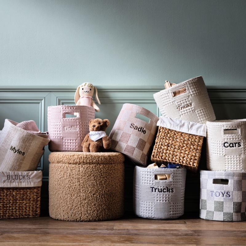 Dot Light Brown Sherpa Kids Storage Ottoman and Stool - image 9 of 13