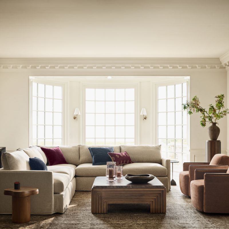Whelford Brown Oak Wood and Marble 44" Square Coffee Table - image 3 of 9