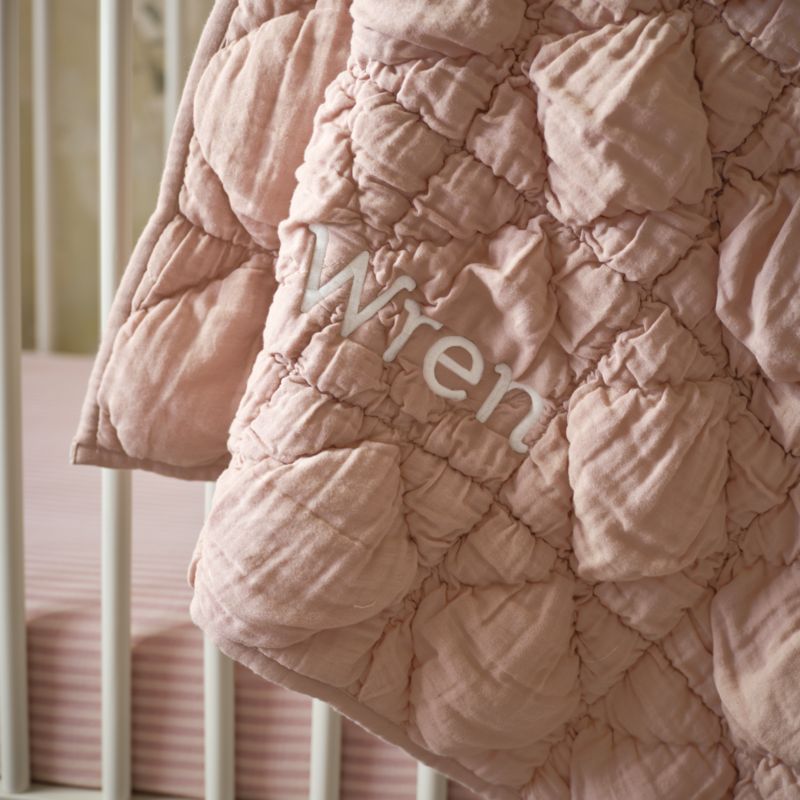 Supersoft Snuggle Puff Violet Rose 100% Organic Cotton Gauze Baby Crib Quilt - image 1 of 7