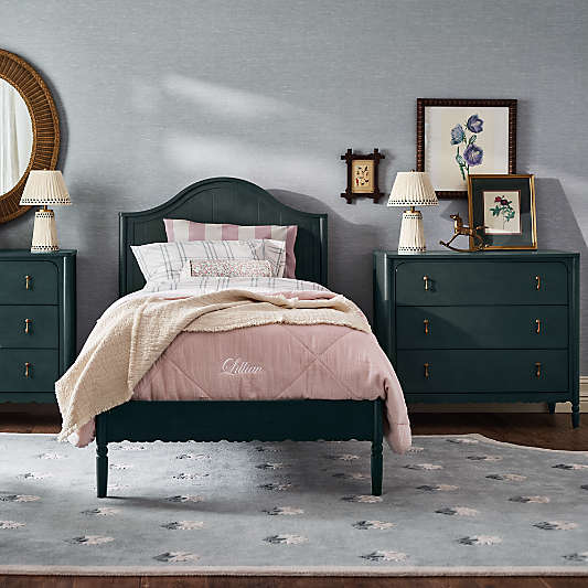 Beatrix 36" Dyed Balsam Green Wood Narrow 3-Drawer Kids Dresser