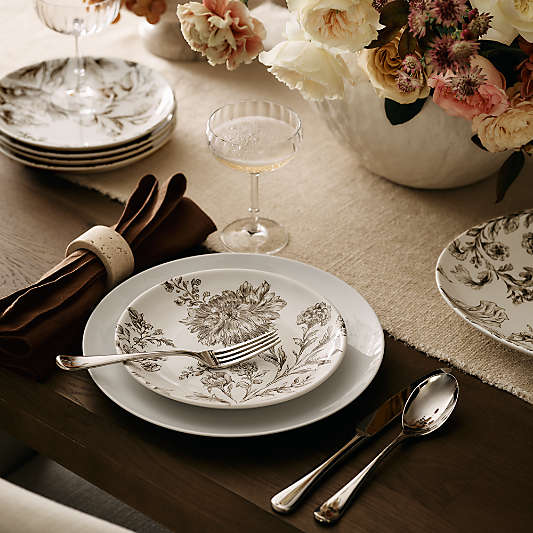 Autumn Toile Brown Stoneware Salad Plates, Set of 4