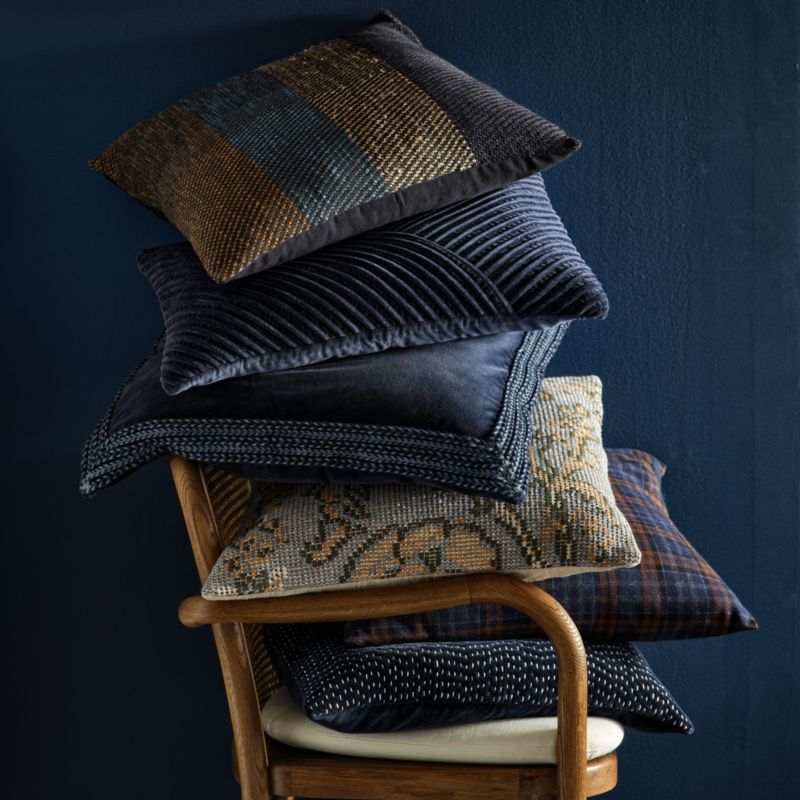 Braided Velvet Border 23"x23" Deep Indigo Throw Pillow Cover - image 4 of 5
