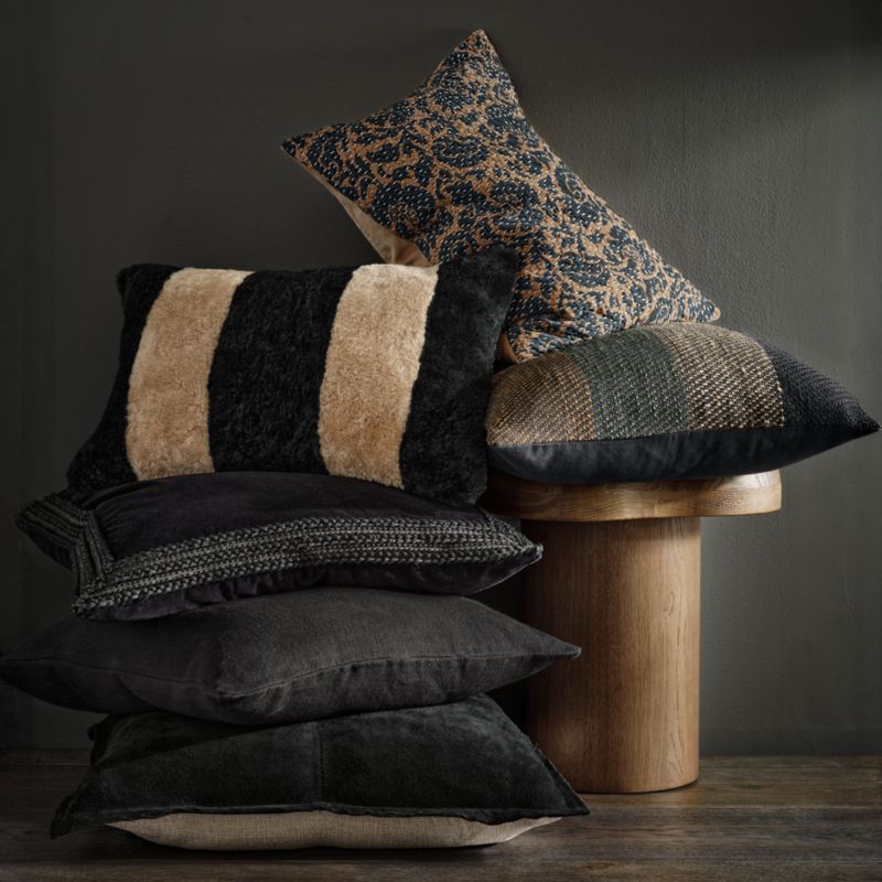 Malmo Shearling 22"x15" Camel Tan and Black Throw Pillow Cover with Feather Insert - image 6 of 7