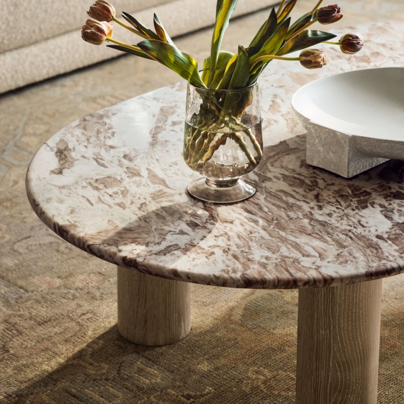 Homage Marble and White Oak Wood 44" Round Coffee Table - image 3 of 14
