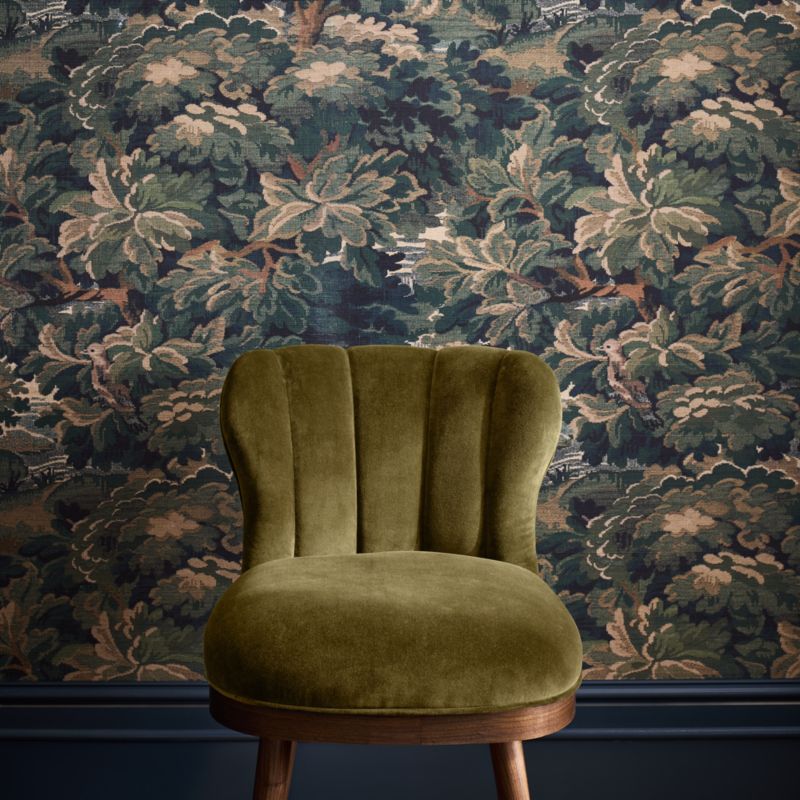 Vivienne Olive Green Velvet Natural Walnut Wood Swivel Counter Stool - image 2 of 8