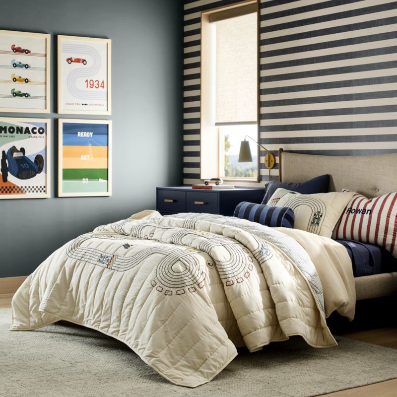 Victory Laps Embroidered 100% Organic Cotton Kids Twin Quilt - image 1 of 8