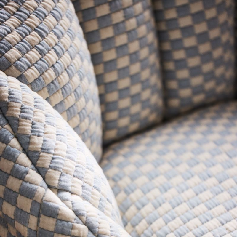 Quinn Sky Blue Checkered Matelass Kids Scallop Lounge Chair - image 4 of 8