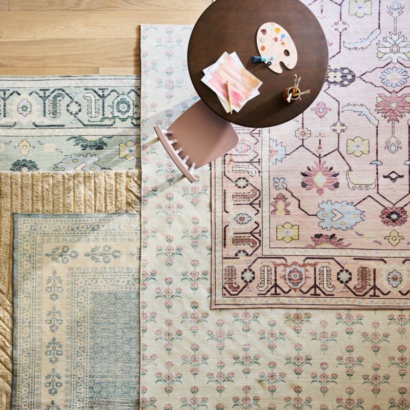 Amara Blue Floral Washable Kids Area Rug 8'x10' - image 2 of 6