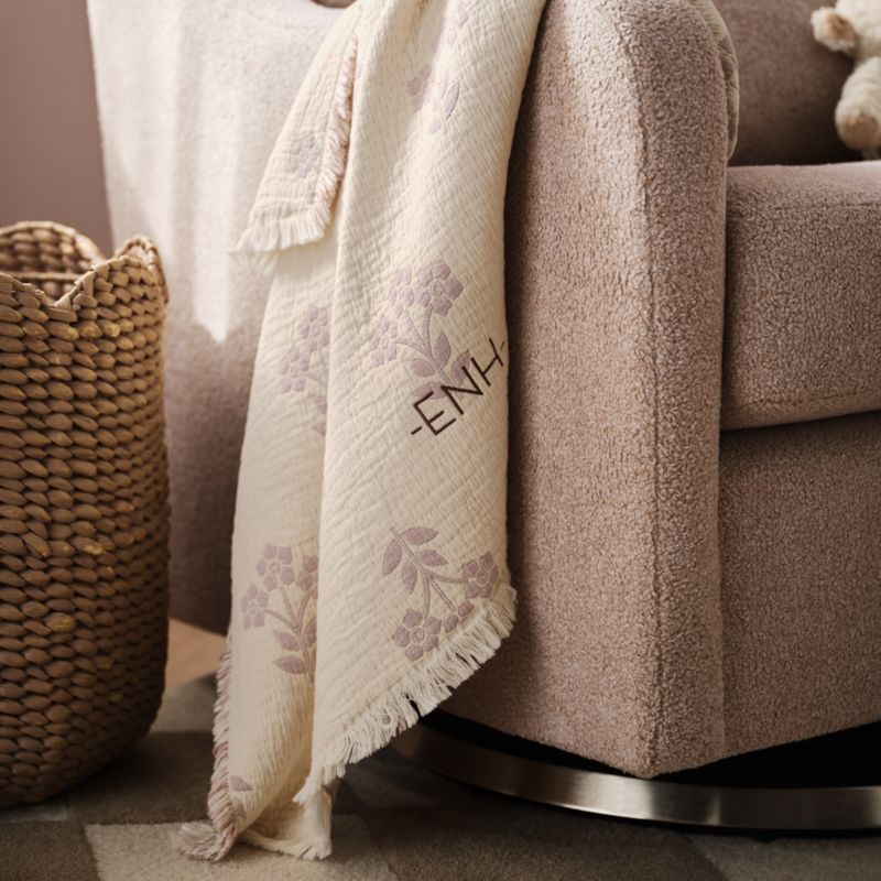 Flora Floral Matelasse Sunset Purple Organic Cotton Baby Stroller Blanket - image 1 of 11