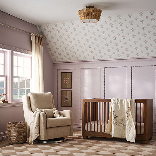 Emery Walnut Wood Convertible Baby Crib with Toddler Bed Rail