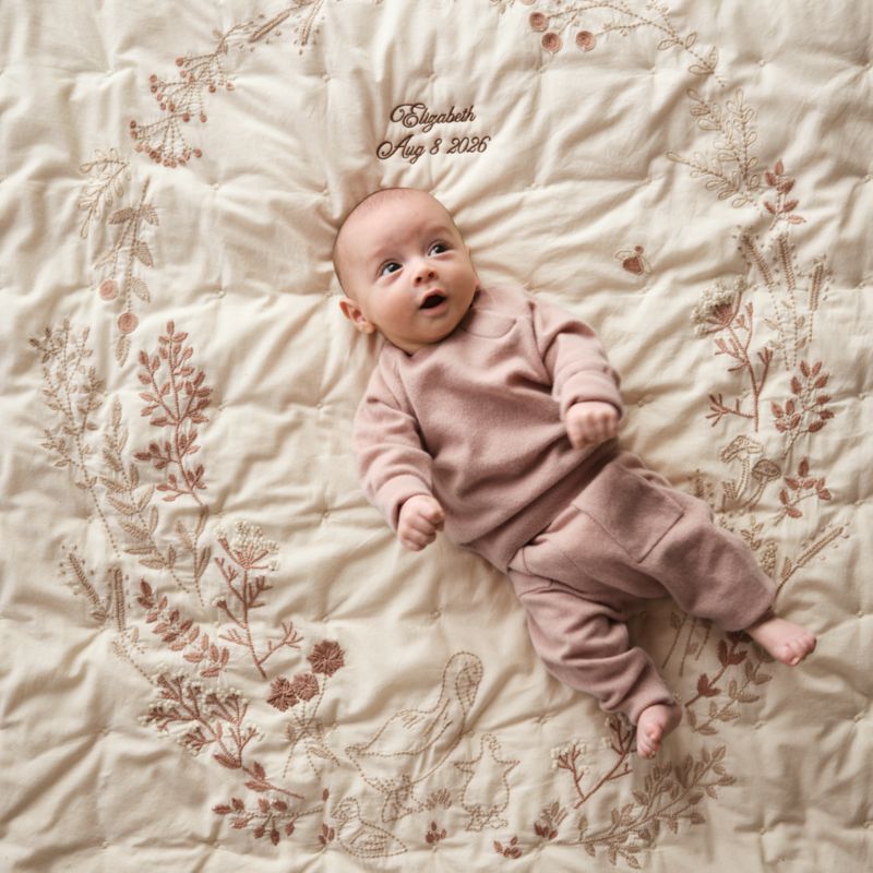 Darling Ducklings Embroidered Organic Cotton Baby Crib Quilt - image 2 of 8